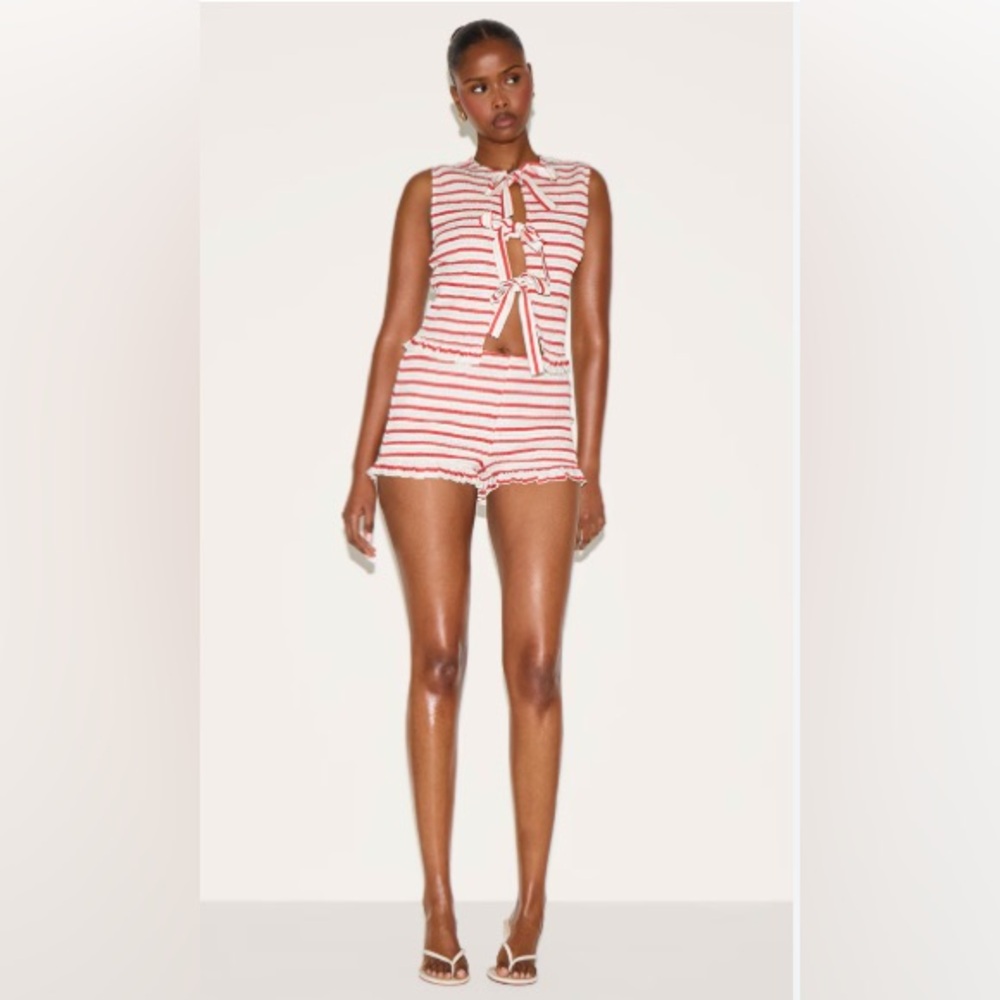 PrettyLittleThing Red and White Striped Set